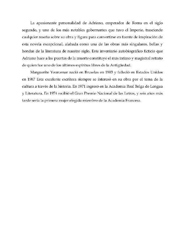 Portada de memorias de Adriano,